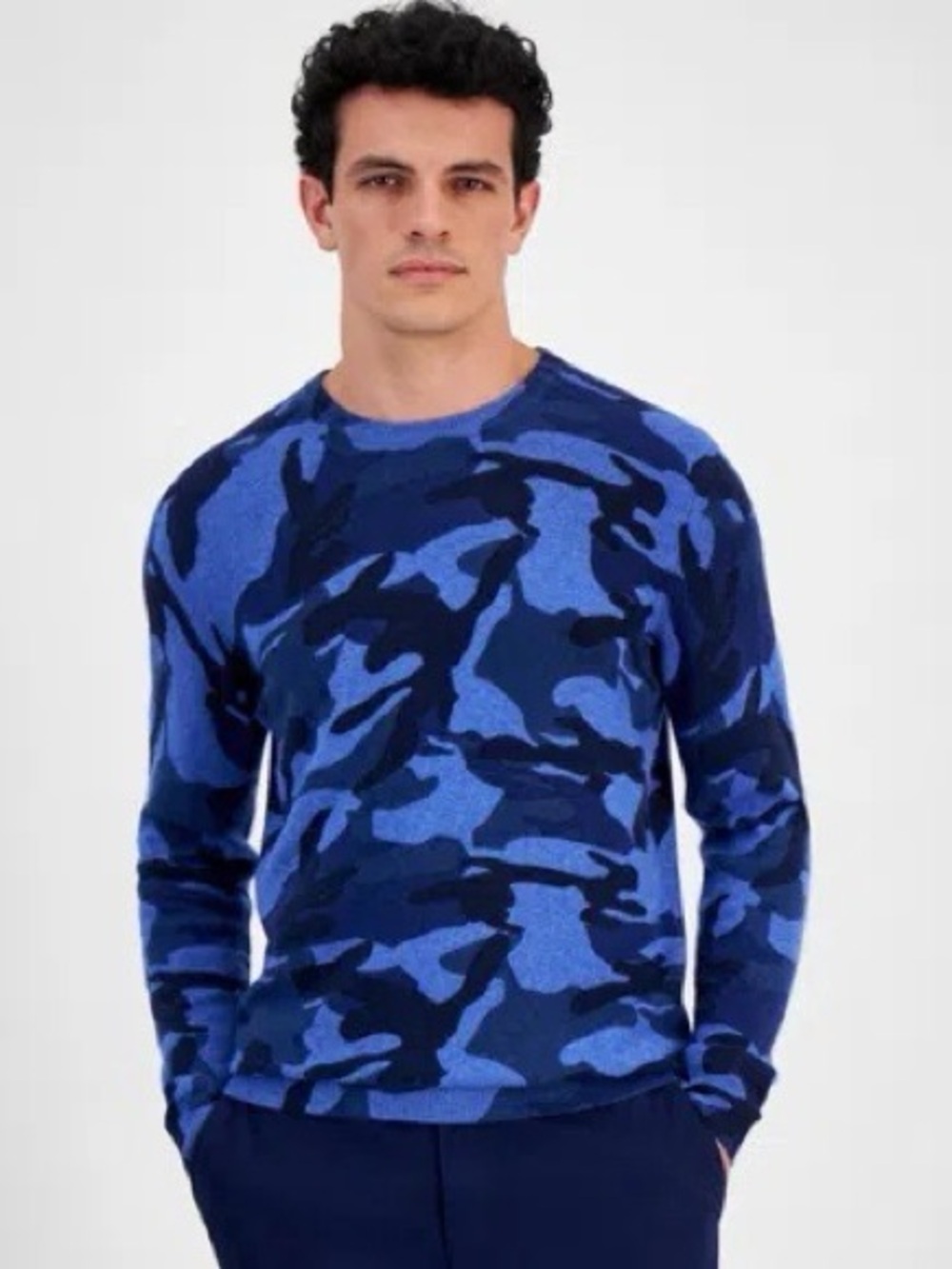 Macys Club Room Men's Printed Camo Pattern Crewneck Cashmere Sweater XL $189